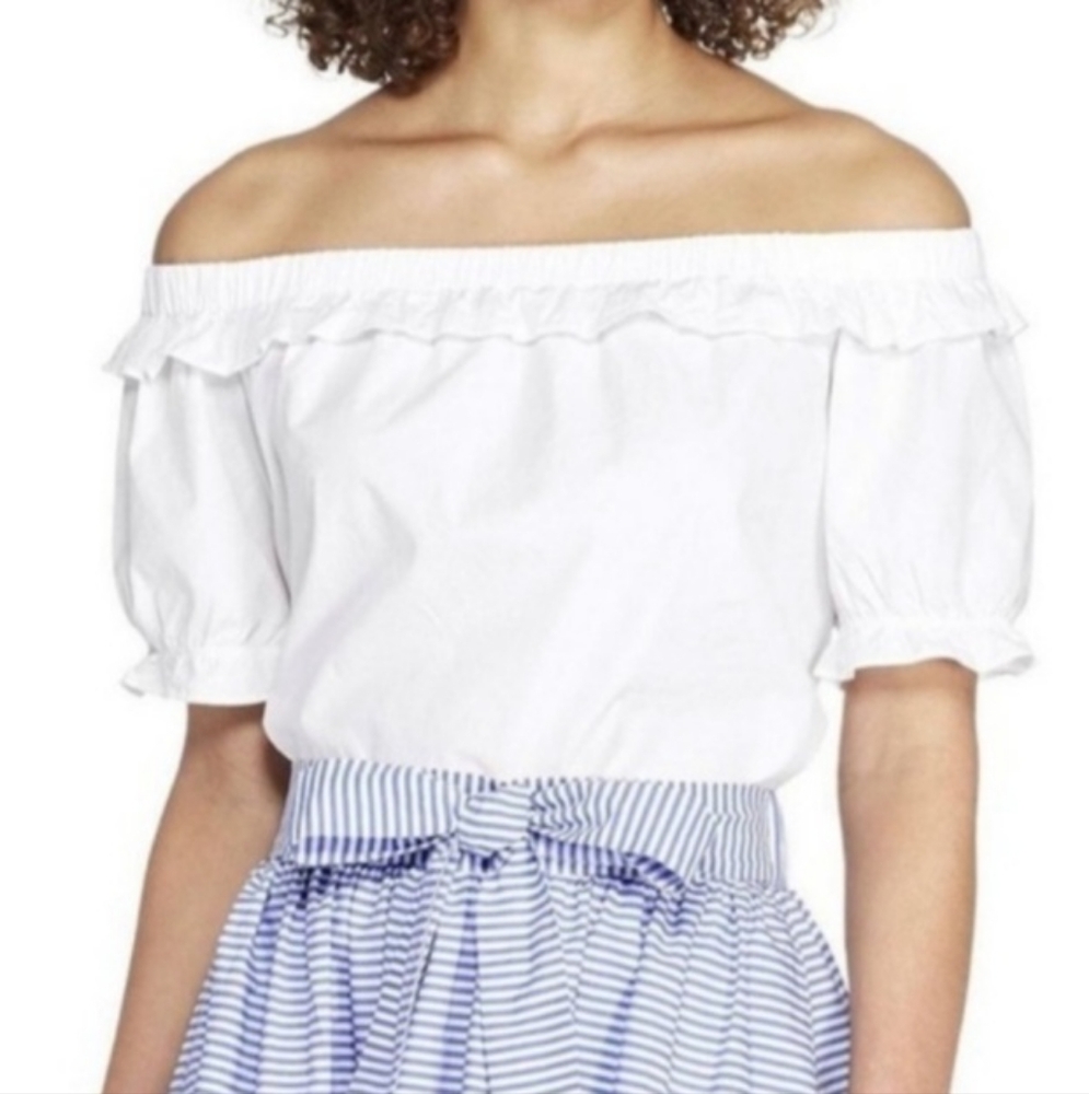 Vineyard Vines for Target White Off Shoulder Blouse Size XS Short Sleeve NEW NWT